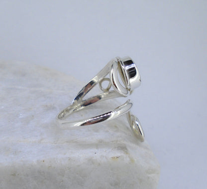Old Willow Flow Blue Style Sterling Silver Adjustable Twist Ring