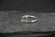 Square Emerald Sterling Silver Wrap Ring