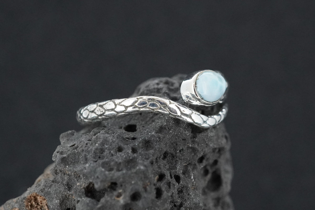 Larimar Sterling Silver Serpent Ring