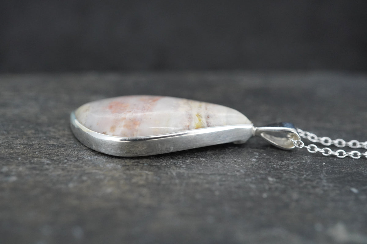 Rare Pink Skye Marble Sterling Silver Pendant