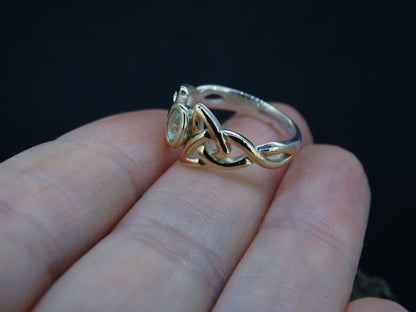 Scottish Beryl with Scottish Gold and Sterling Silver Celtic Ring
