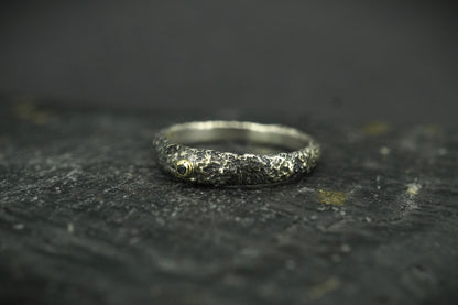 Scottish Sapphire Textured Celtic Ring with Sterling Silver & Scottish Gold