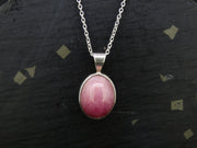 Natural Pink Ruby Sterling Silver Round Pendant