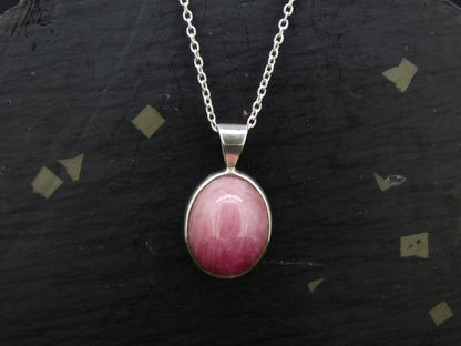 Natural Pink Ruby Sterling Silver Round Pendant