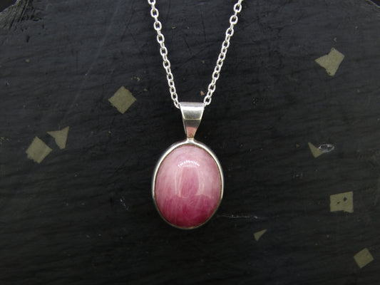 Natural Pink Ruby Sterling Silver Round Pendant