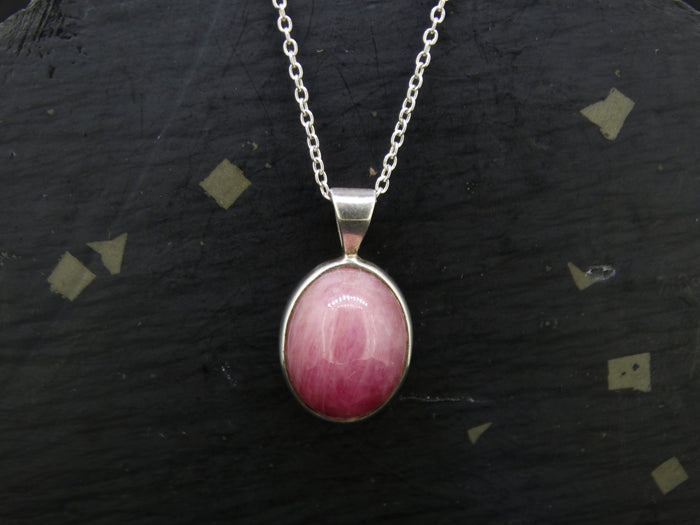 Natural Pink Ruby Sterling Silver Round Pendant