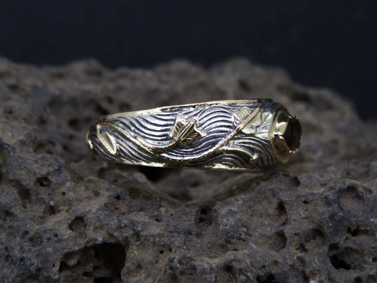 Cairngorm Quartz Scottish Gold and Silver Vine Design Ring