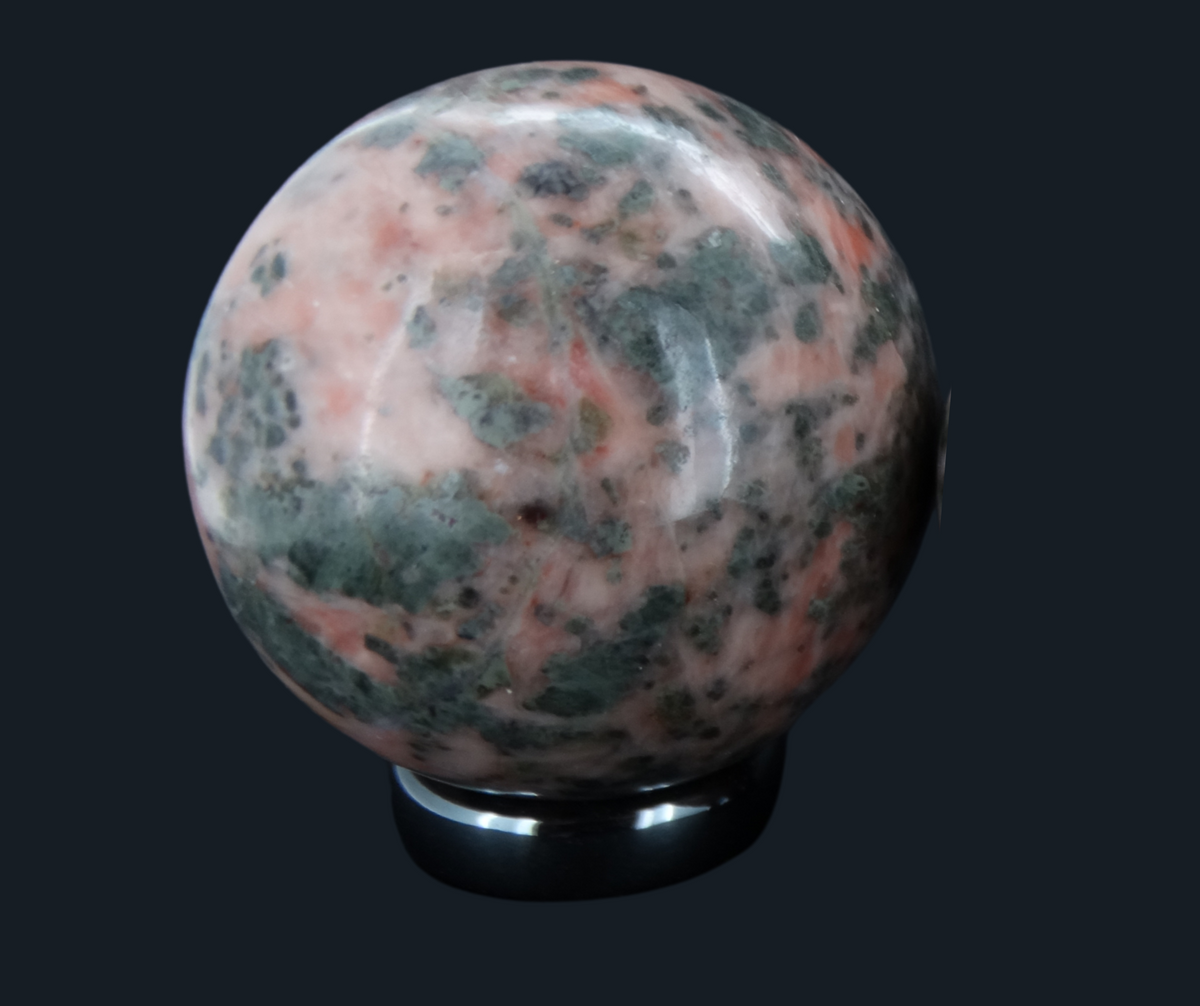 Rare Iona Pink Marble Carved Sphere