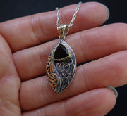 'Glen Clova' Cairngorm Quartz, Scottish Gold & Silver Celtic Pendant