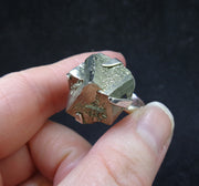 Glittering Iron Pyrite Sterling Silver Ring