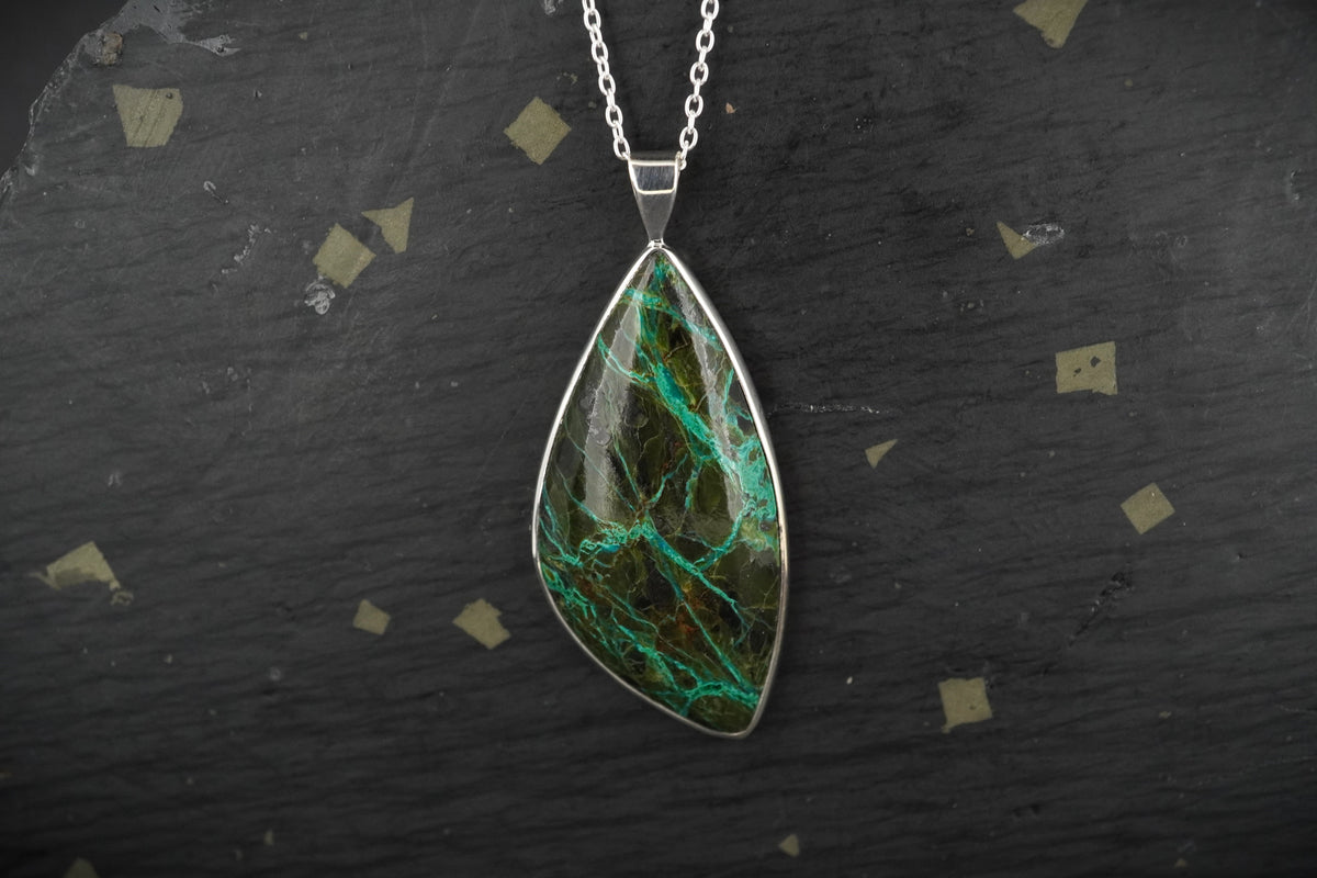 Cornwall Chrysocolla & Cuprite Sterling Silver Pendant
