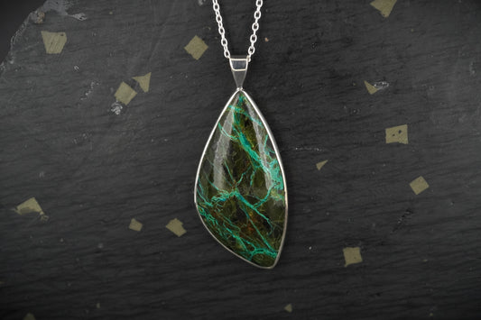 Cornwall Chrysocolla & Cuprite Sterling Silver Pendant