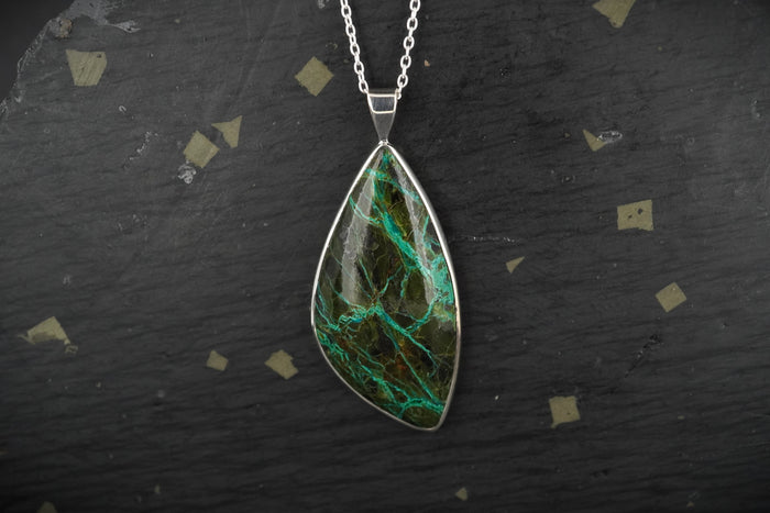 Cornwall Chrysocolla & Cuprite Sterling Silver Pendant