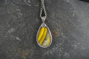 Bumblebee Jasper Hammered Sterling Silver Pendant