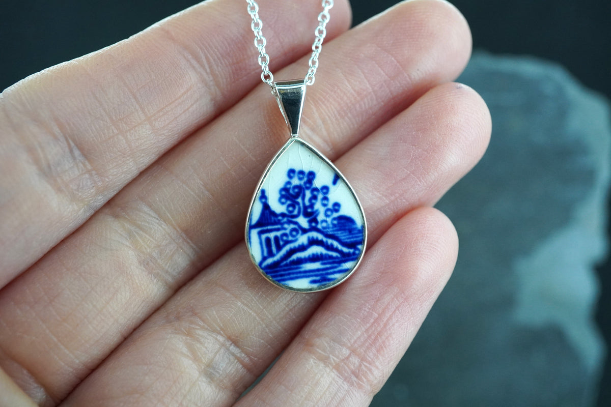 Old Willow House & Tree Sterling Silver Pendant