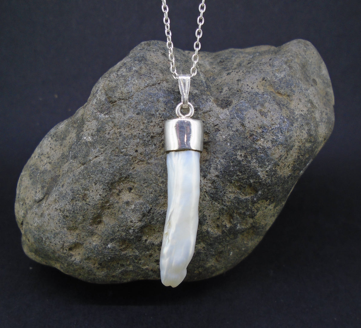 Stick Pearl Sterling Silver Pendant