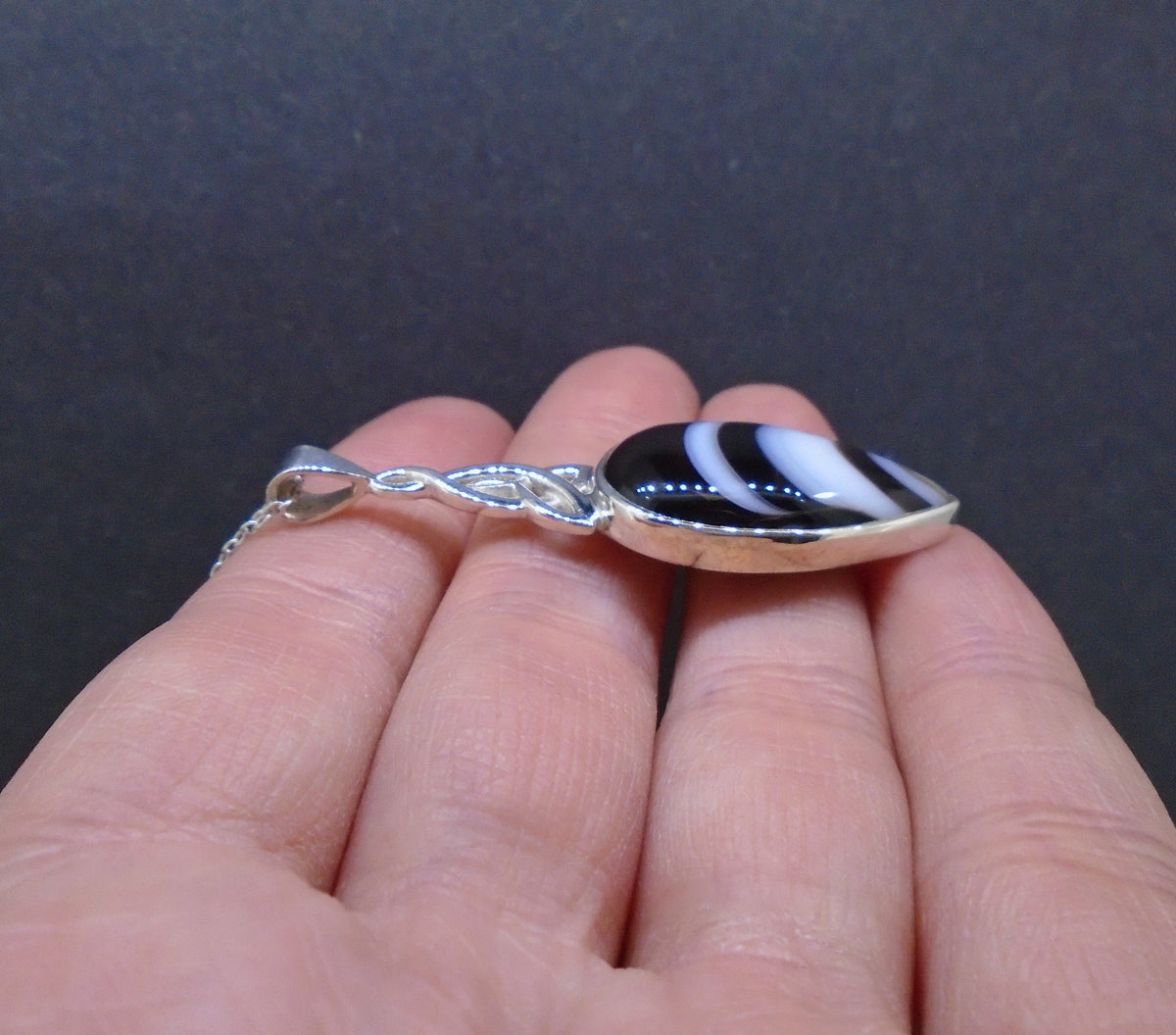 Onyx Sterling Silver Celtic Pendant