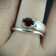 Garnet Sterling Silver Snake Ring