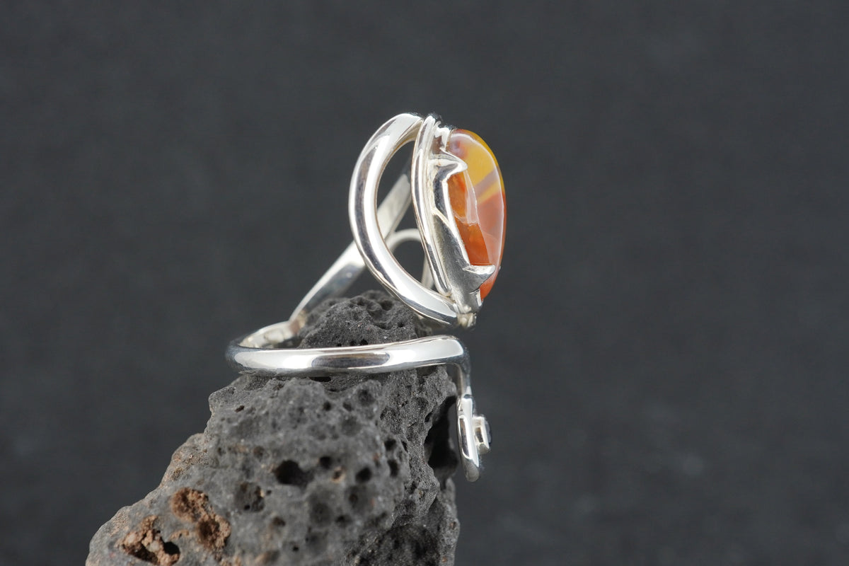 Burn Anne Agate & Sapphire Sterling Silver Ring