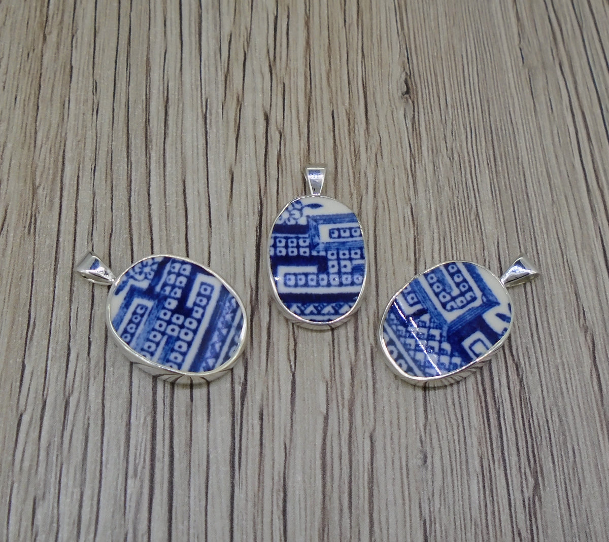 Old Willow 'Geometric' Sterling Silver Oval Pendant