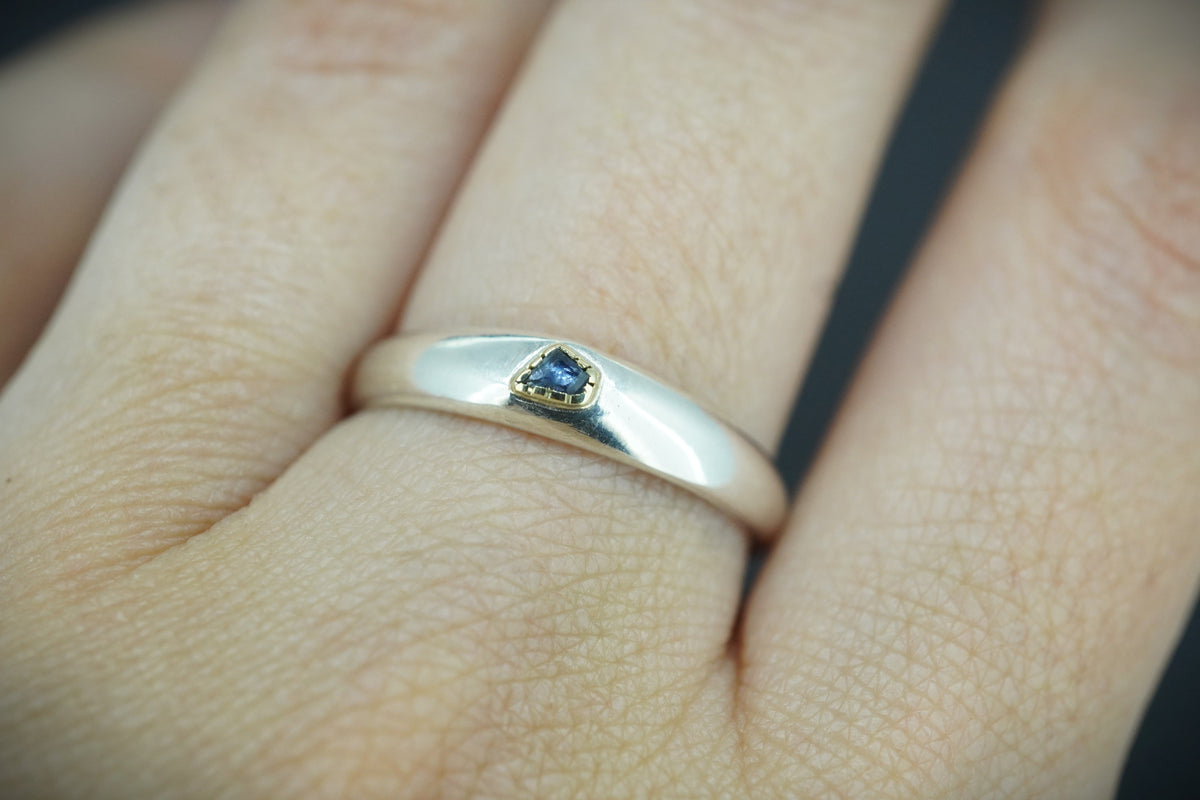 Scottish Sapphire with Scottish Gold & Sterling Silver Ring