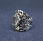 'Freumhan' Perthshire Smoky Quartz & Diamond Scottish Gold & Silver Ring