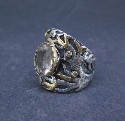 'Freumhan' Perthshire Smoky Quartz & Diamond Scottish Gold & Silver Ring