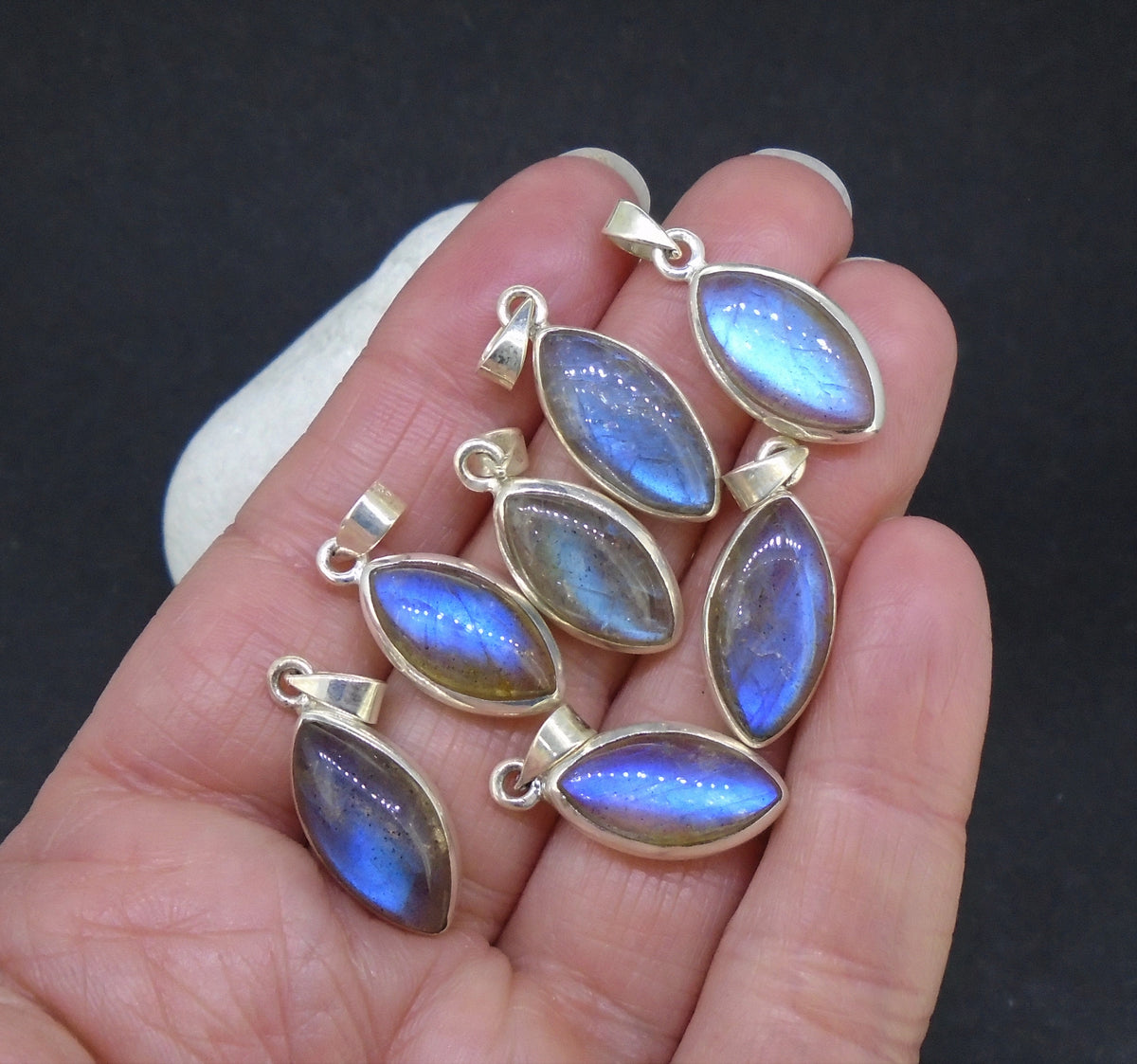 Simple Labradorite Sterling Silver Pendant