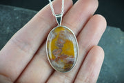 Burn Anne Agate Sterling Silver Oval Celtic Pendant