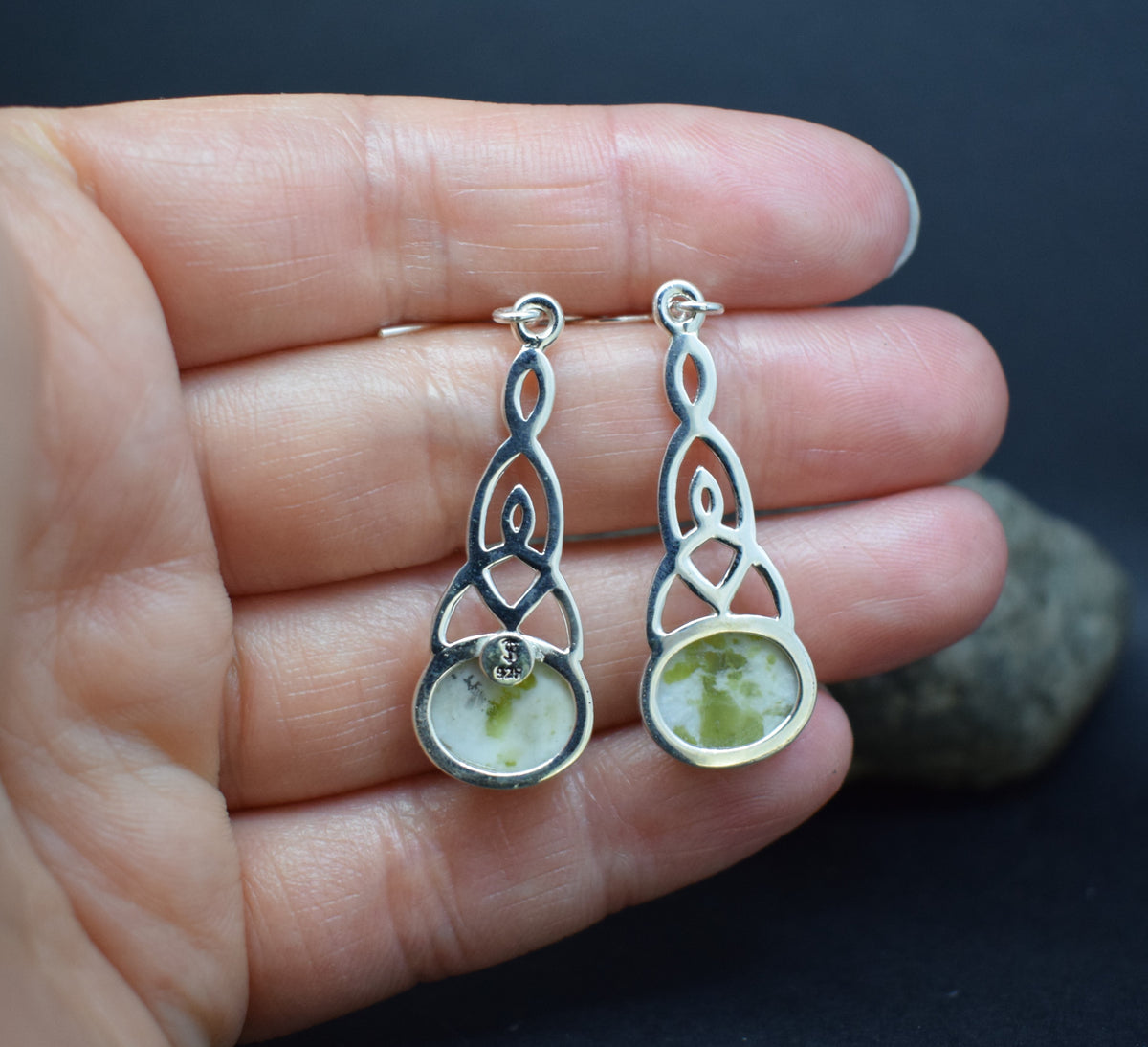 Iona Marble Celtic Knot Sterling Silver Earrings