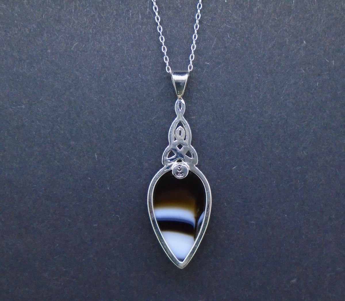 Onyx Sterling Silver Celtic Pendant