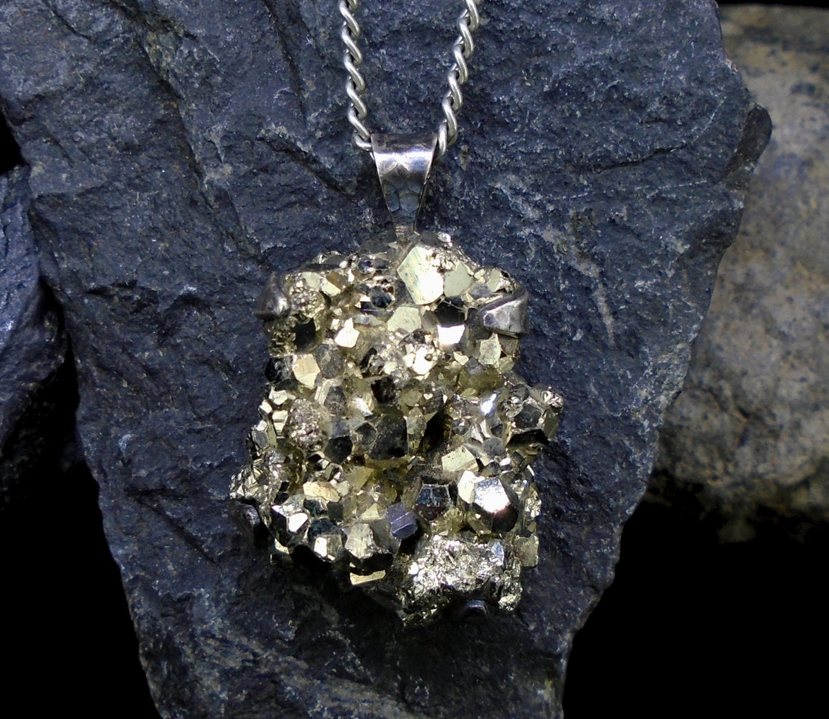 Glittering Pyrite Sterling Silver Pendant