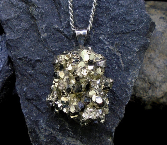 Glittering Pyrite Sterling Silver Pendant