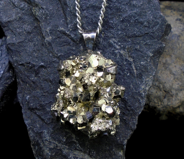 Glittering Pyrite Sterling Silver Pendant
