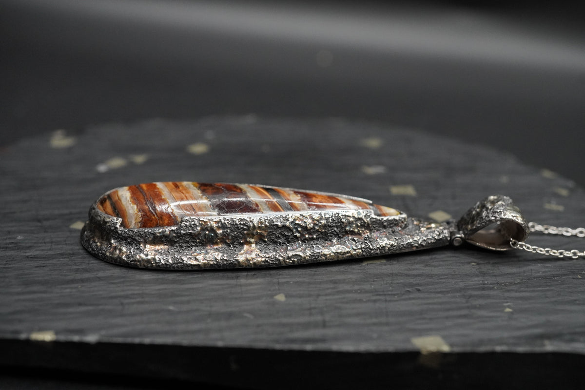 Wooley Mammoth Molar Sterling Silver Pendant with 18ct Gold