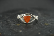 Scottish Carnelian Twisted Design Sterling Silver Ring