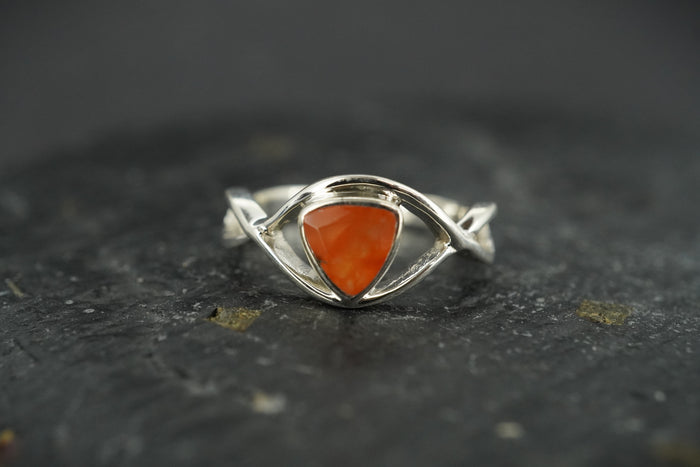 Scottish Carnelian Twisted Design Sterling Silver Ring