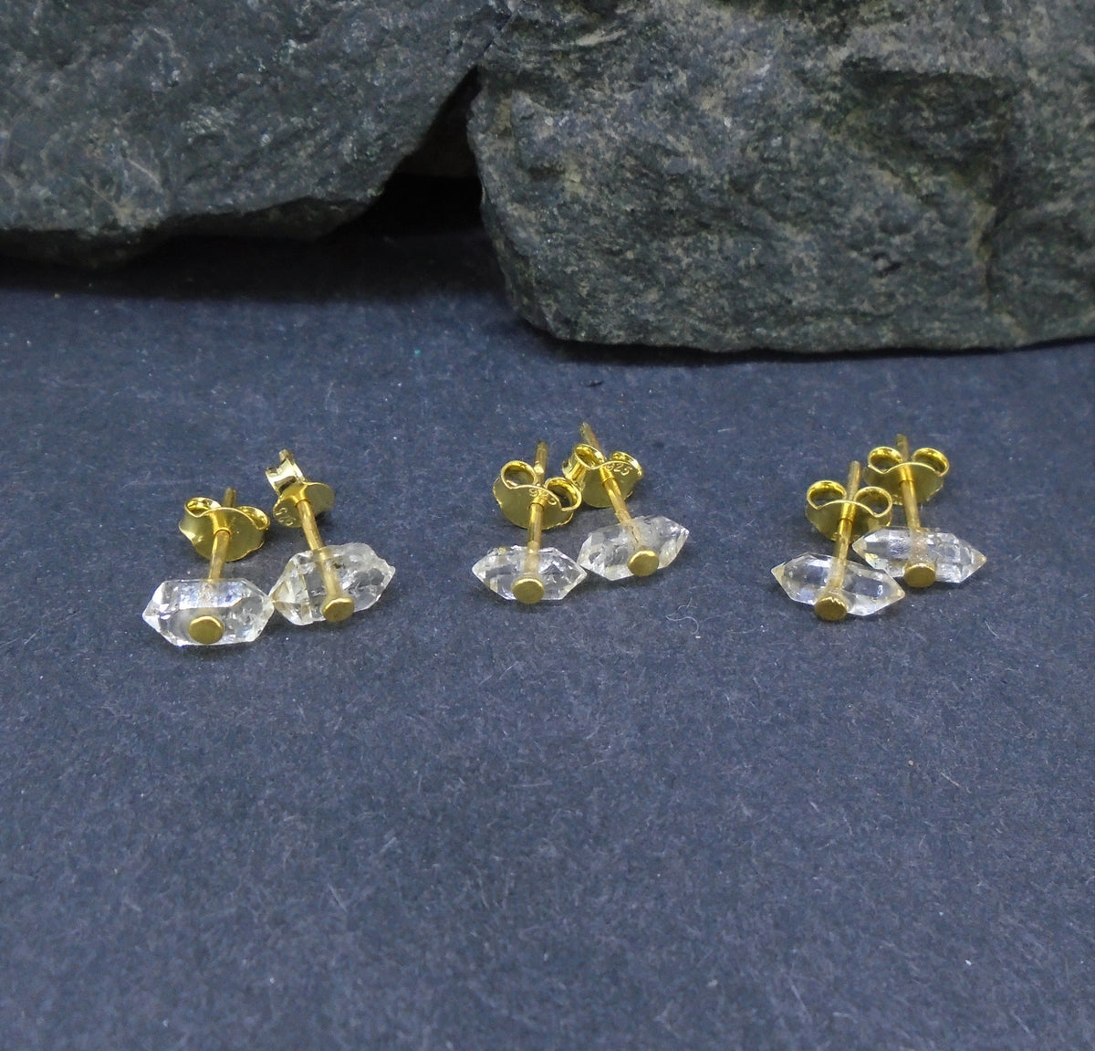 Herkimer Diamond Gold Plated Sterling Silver Studs