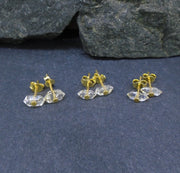 Herkimer Diamond Gold Plated Sterling Silver Studs