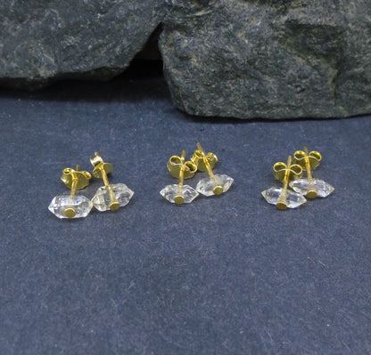 Herkimer 'Diamond' Gold Plated Sterling Silver Studs