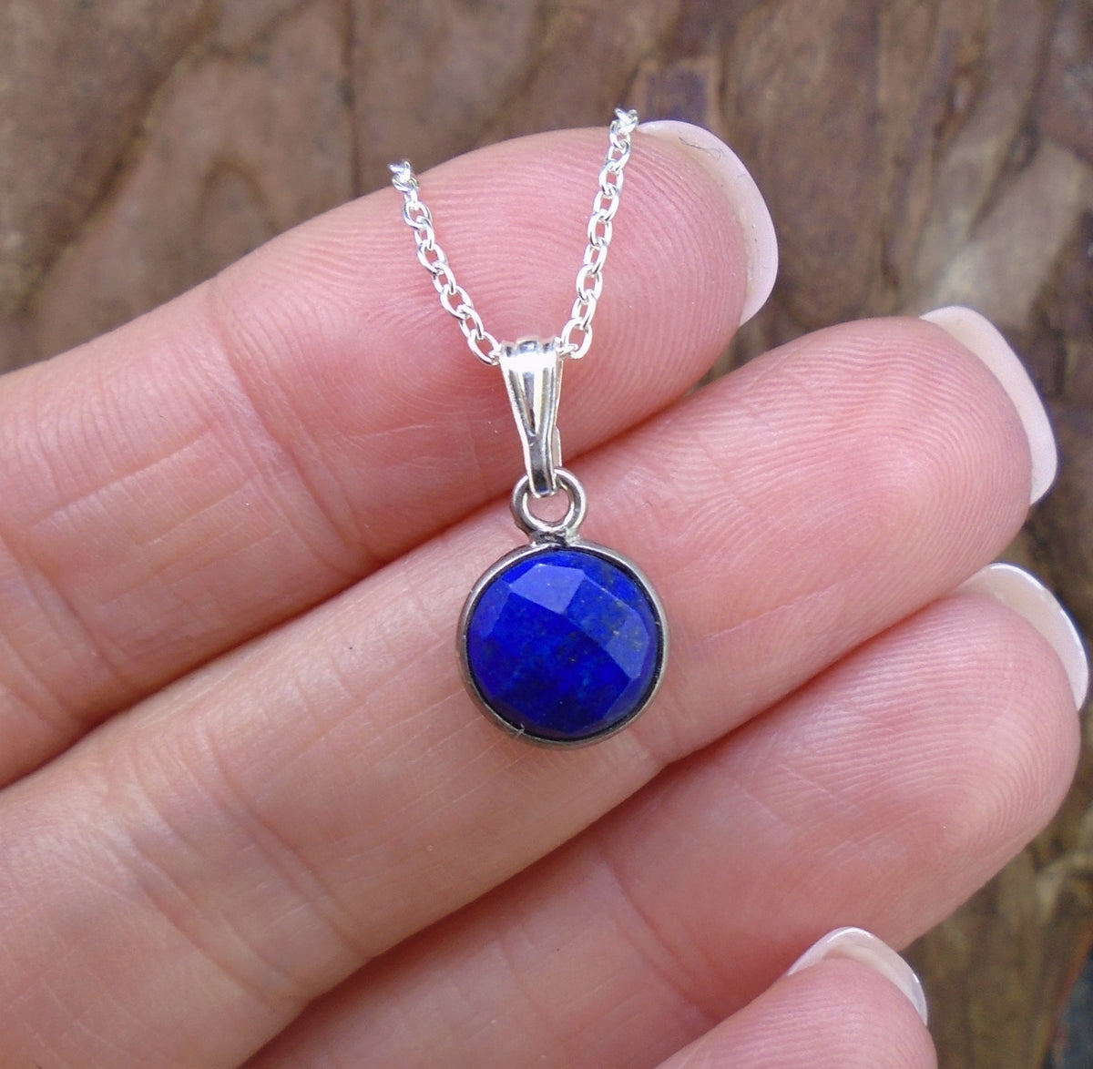 Delicate Lapis Lazuli Sterling Silver Pendant