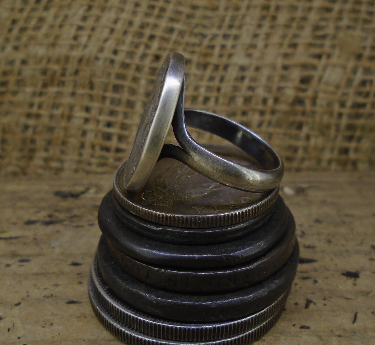 Bawbee Coin Antique Sterling Silver Ring