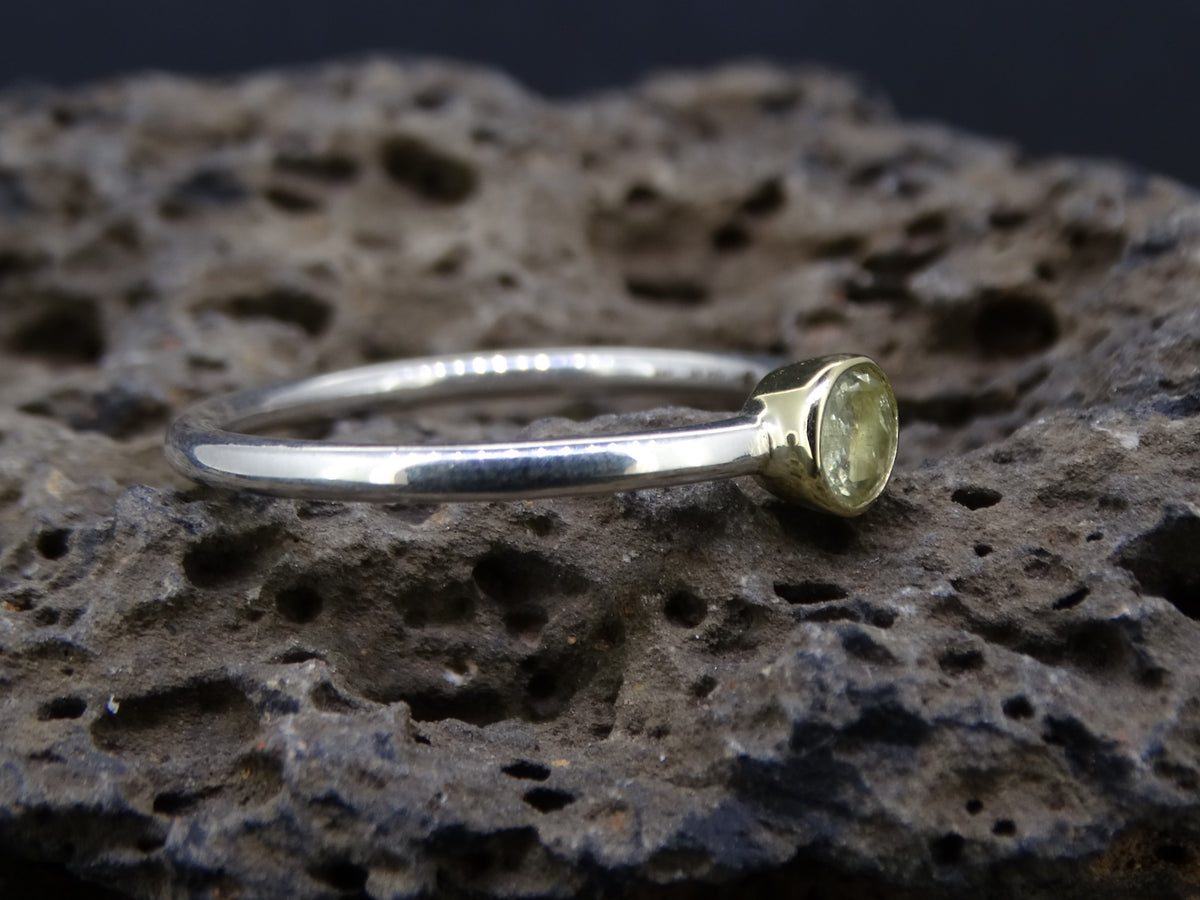 Delicate Scottish Beryl with Scottish Gold and Sterling Silver Ring
