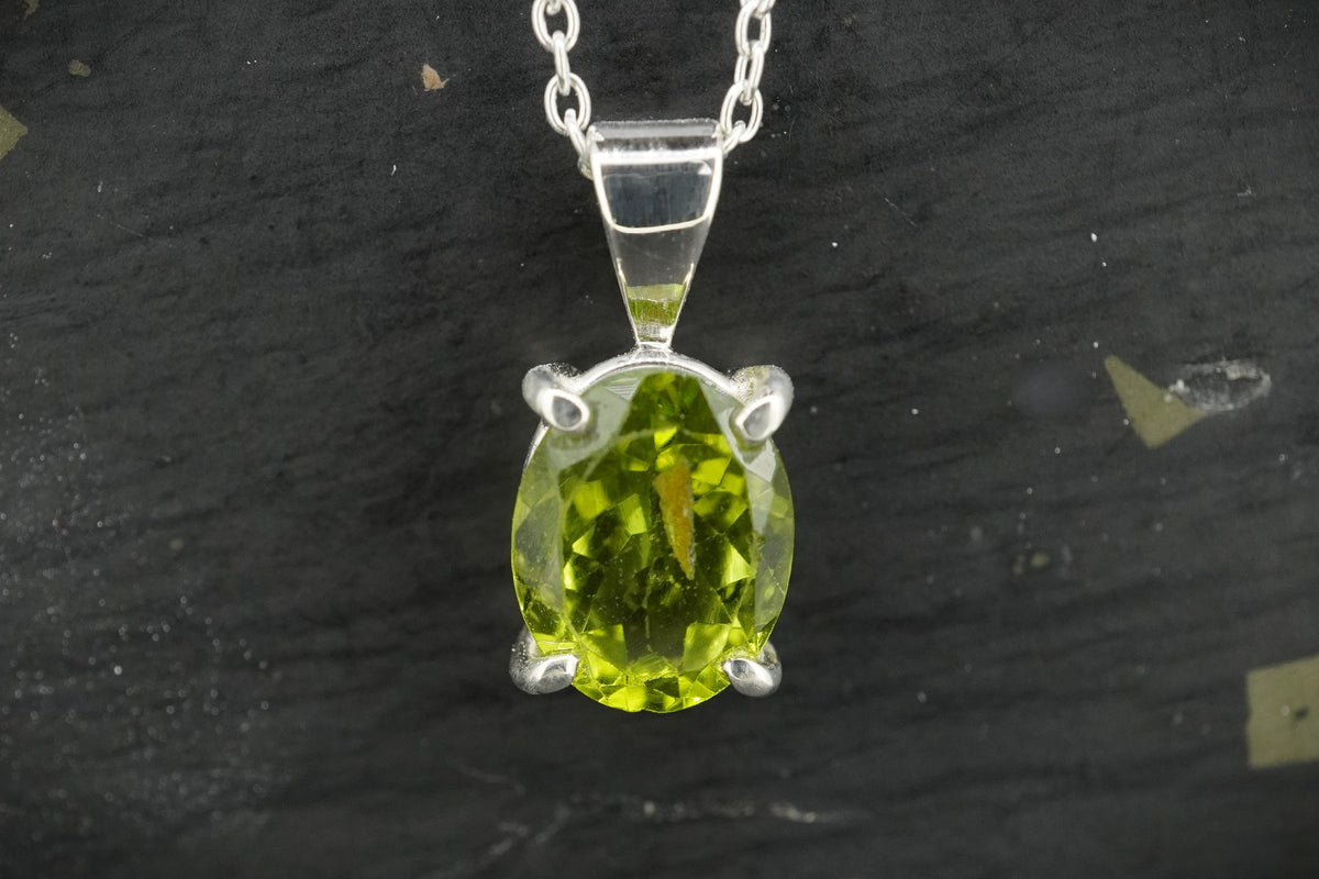 Oval Peridot Sterling Silver Pendant