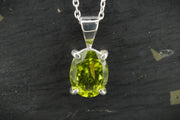 Oval Peridot Sterling Silver Pendant