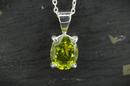 Oval Peridot Sterling Silver Pendant