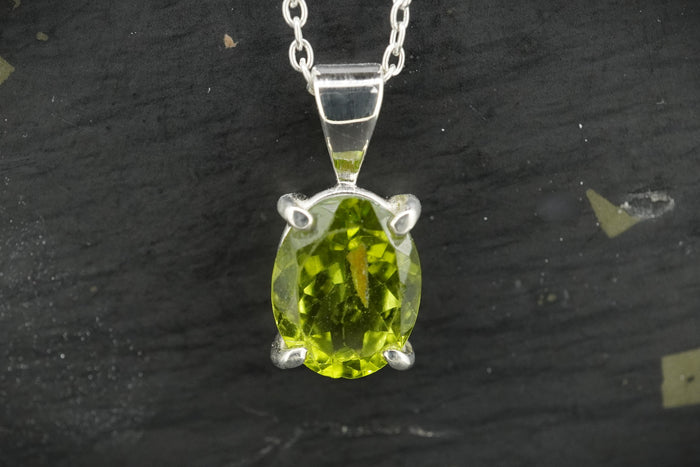 Oval Peridot Sterling Silver Pendant