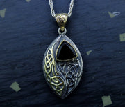 'Glen Clova' Cairngorm Quartz, Scottish Gold & Silver Celtic Pendant