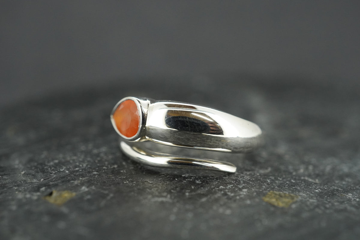 Scottish Carnelian Sterling Silver Snake Ring