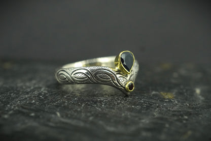 Scottish Sapphire & Elie Ruby Ring with Scottish Gold & Sterling Silver